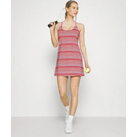 Eleven by Venus Williams Cute League Dress Coral Stripe sleeveless Small NWT - Picture 1 of 6